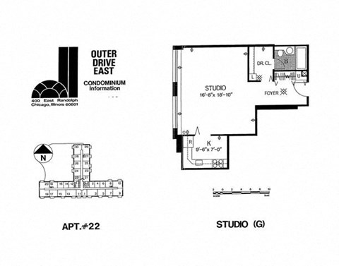 Floor plan for studio, 1 bath